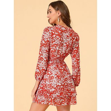 Women's V Neck Smocked Waist A-line Tiered Dress