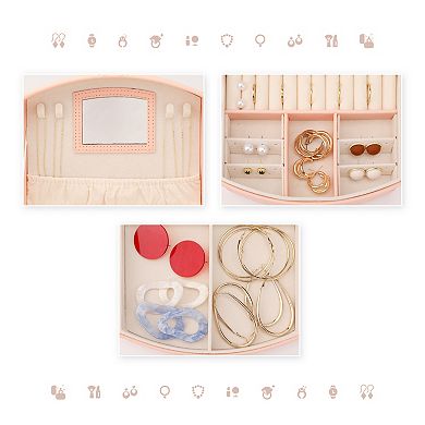 2 Layer Jewellery Box Jewellery Organizer Case Display Holder With Drawer And Mirror