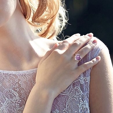Stella Grace 14k Rose Gold Heart Shape Amethyst & 1/3 Carat T.W. Diamond Halo Ring