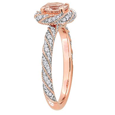 Stella Grace 14k Rose Gold Morganite & 1/4 Carat T.W. Diamond Halo Ring