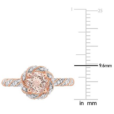 Stella Grace 14k Rose Gold Morganite & 1/4 Carat T.W. Diamond Halo Ring