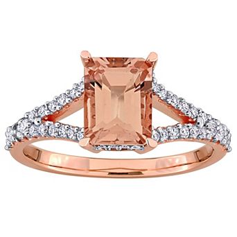 Stella Grace 14k Rose Gold Morganite & 1/3 Carat T.W. Diamond Engagement Ring