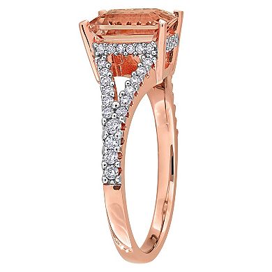 Stella Grace 14k Rose Gold Morganite & 1/3 Carat T.W. Diamond Engagement Ring