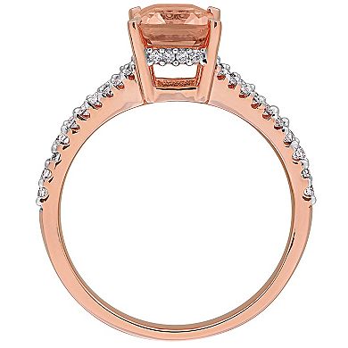 Stella Grace 14k Rose Gold Morganite & 1/3 Carat T.W. Diamond Engagement Ring