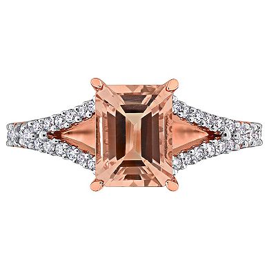 Stella Grace 14k Rose Gold Morganite & 1/3 Carat T.W. Diamond Engagement Ring