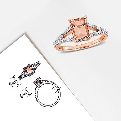Stella Grace 14k Rose Gold Morganite & 1/3 Carat T.W. Diamond Engagement Ring