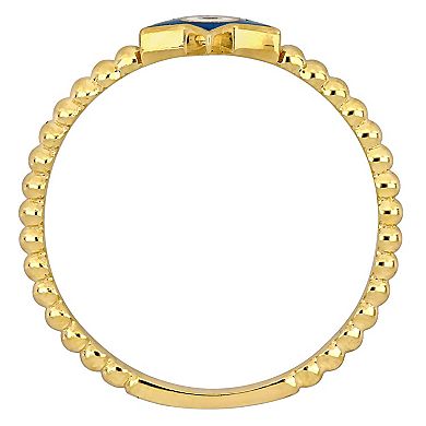 Stella Grace 14k Gold Turquoise & White Enamel Star Shape Evil Eye Ring