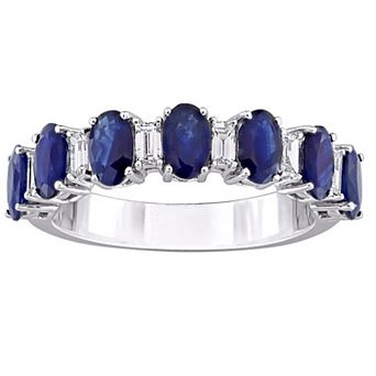 Stella Grace 14k White Gold Blue Sapphire & 1/3 Carat T.W. Diamond Anniversary Band Ring