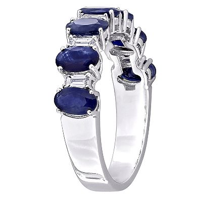 Stella Grace 14k White Gold Blue Sapphire & 1/3 Carat T.W. Diamond Anniversary Band Ring