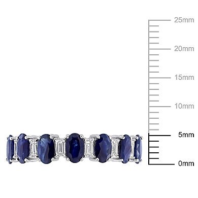 Stella Grace 14k White Gold Blue Sapphire & 1/3 Carat T.W. Diamond Anniversary Band Ring