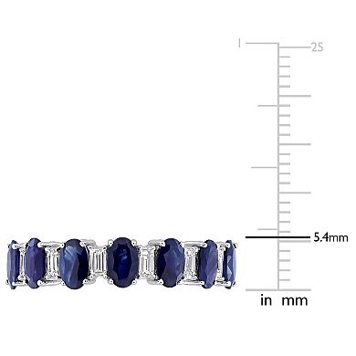 Stella Grace 14k White Gold Blue Sapphire & 1/3 Carat T.W. Diamond Anniversary Band Ring