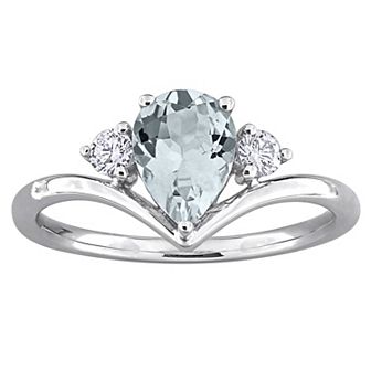 Stella Grace 14k White Gold Aquamarine & 1/6 Carat T.W. Diamond Engagement Ring