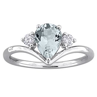 Stella Grace 14k White Gold Aquamarine & 1/6 Carat T.W. Diamond Engagement Ring