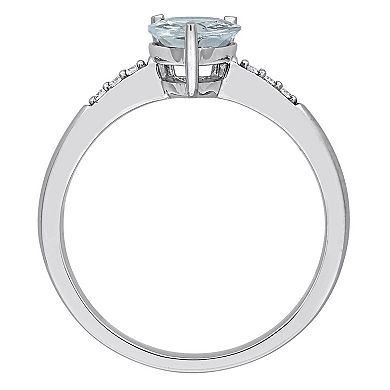 Stella Grace 14k White Gold Pear-Cut Aquamarine & Diamond Accent Ring
