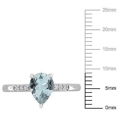 Stella Grace 14k White Gold Pear-Cut Aquamarine & Diamond Accent Ring