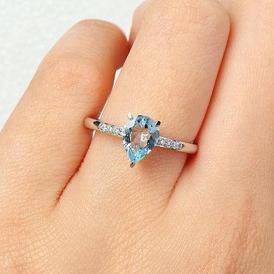 Stella Grace 14k White Gold Pear-Cut Aquamarine & Diamond Accent Ring
