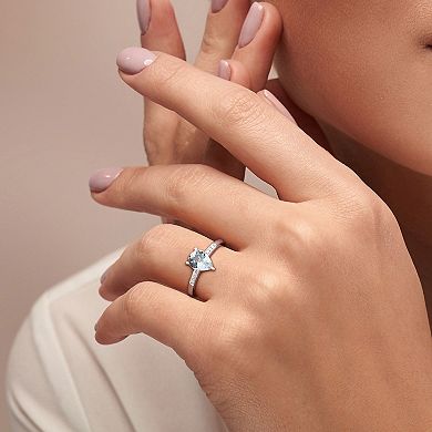 Stella Grace 14k White Gold Pear-Cut Aquamarine & Diamond Accent Ring