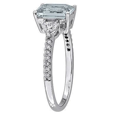 Stella Grace 14k White Gold Aquamarine & 3/8 Carat T.W. Diamond Engagement Ring