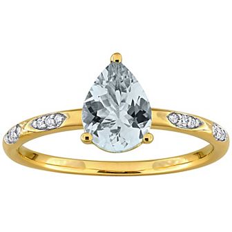 Stella Grace 14k Gold Aquamarine & 1/10 Carat T.W. Diamond Solitaire Ring