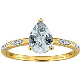 Stella Grace 14k Gold Aquamarine & 1/10 Carat T.W. Diamond Solitaire Ring