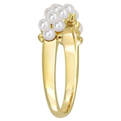 Stella Grace 14k Gold Freshwater Cultured Pearl Semi-Eternity Ring