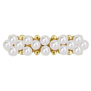 Stella Grace 14k Gold Freshwater Cultured Pearl Semi-Eternity Ring