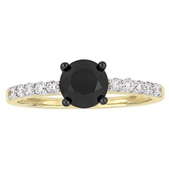 Stella Grace 14k Yellow Gold Black & White Diamond Engagement Ring