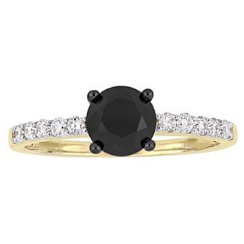 Stella Grace 14k Yellow Gold Black & White Diamond Engagement Ring