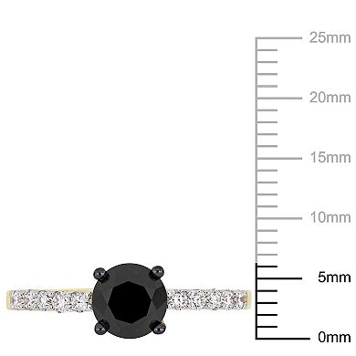 Stella Grace 14k Yellow Gold Black & White Diamond Engagement Ring