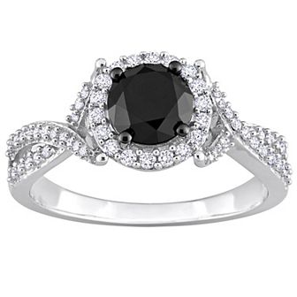 Stella Grace 14k White Gold Black & White Diamond Twist Engagement Ring
