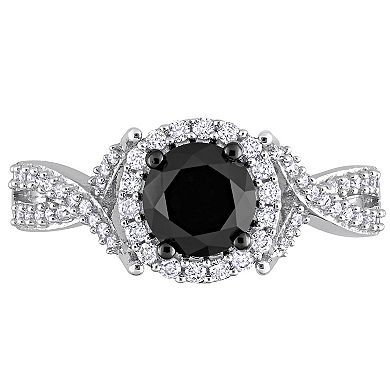 Stella Grace 14k White Gold Black & White Diamond Twist Engagement Ring