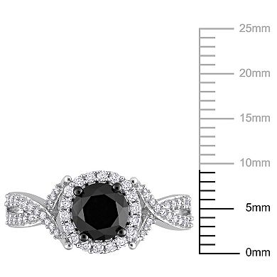 Stella Grace 14k White Gold Black & White Diamond Twist Engagement Ring