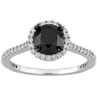 Stella Grace 14k White Gold 1 1/4 Carat T.W. Black & White Diamond Halo Engagement Ring