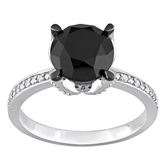Stella Grace 14k White Gold 3 Carat T.W. Black & White Diamond Engagement Ring
