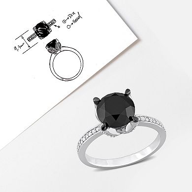 Stella Grace 14k White Gold 3 Carat T.W. Black & White Diamond Engagement Ring