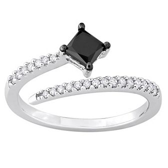Stella Grace 14k White Gold 3/4 Carat T.W. Black & White Diamond Open Engagement Ring