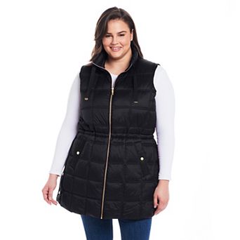 Plus Size Weathercast Box Quilted Longline Puffer