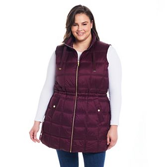 Plus Size Weathercast Box Quilted Longline Puffer