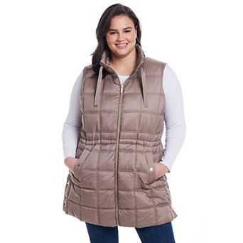 Plus Size Weathercast Box Quilted Longline Puffer