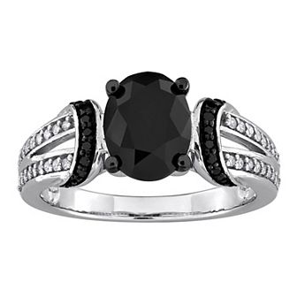 Stella Grace 14k White Gold 2-1/4 Carat T.W. Black & White Diamond Split Shank Engagement Ring