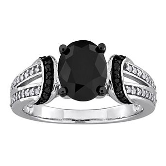 Stella Grace 14k White Gold 2-1/4 Carat T.W. Black & White Diamond Split Shank Engagement Ring
