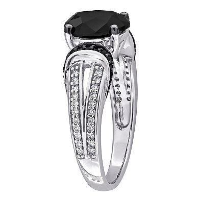 Stella Grace 14k White Gold 2-1/4 Carat T.W. Black & White Diamond Split Shank Engagement Ring