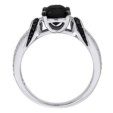 Stella Grace 14k White Gold 2-1/4 Carat T.W. Black & White Diamond Split Shank Engagement Ring