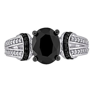 Stella Grace 14k White Gold 2-1/4 Carat T.W. Black & White Diamond Split Shank Engagement Ring