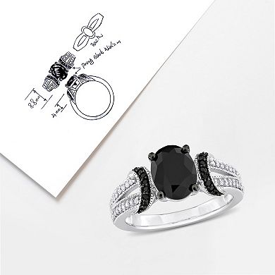 Stella Grace 14k White Gold 2-1/4 Carat T.W. Black & White Diamond Split Shank Engagement Ring