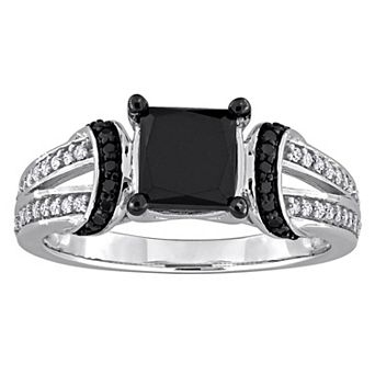 Stella Grace 14k White Gold 2 1/4 Carat T.W. Black & White Diamond Split Shank Engagement Ring