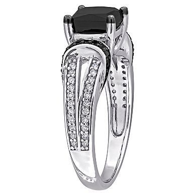 Stella Grace 14k White Gold 2 1/4 Carat T.W. Black & White Diamond Split Shank Engagement Ring