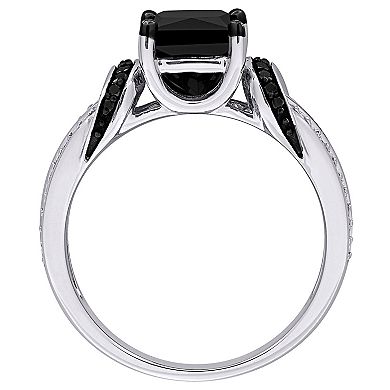 Stella Grace 14k White Gold 2 1/4 Carat T.W. Black & White Diamond Split Shank Engagement Ring