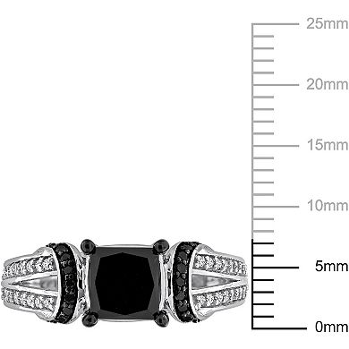 Stella Grace 14k White Gold 2 1/4 Carat T.W. Black & White Diamond Split Shank Engagement Ring