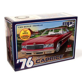 Round 2 MPC: 1:25 Scale Model Kit - 1976 Chevy Caprice w/Trailer 2T - 114+ Parts - Age 14+